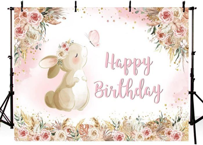 Toile De Fond Photo Bohème Lapin De Pâques - 2,1 X 1,5 M - Tissu Polyester, Pour Anniversaire, Studio, Décoration Bannière Décoration Fête Anniversaire