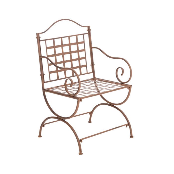 Chaise de jardin terrasse balcon en metal marron vieilli 10_0003009