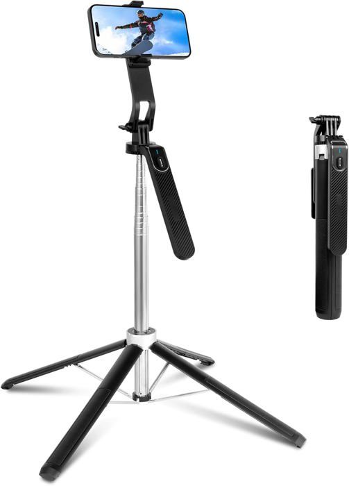 Perche à Selfie Magnétique Multifonction 4-en-1 avec Rotation à 360°