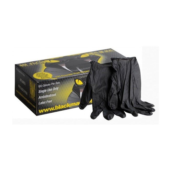 Boîte 100 gants jetables BLACK MAMBA XL (Taille 9/10) - Noir