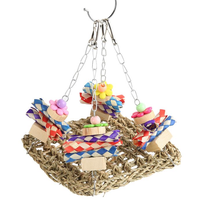 Jouets de balançoire en jonc de mer pour oiseaux sûrs résistants aux morsures soulagent lennui tapis de balançoire en jonc de
