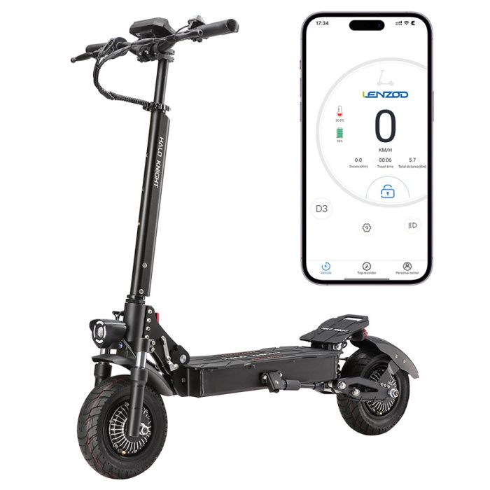 Trottinette Électrique Halo Knight T104 - 10 Pouces Pneus Tout-Terrain - 52V 1000W * 2 Moteur - 21Ah Batterie - 45km de Portée