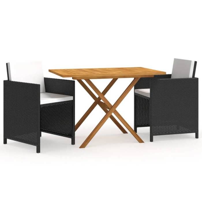 Bonne qualité Salon d'extérieur Ensemble à manger de jardin avec coussins 3 pcs 2 chaises de jardin avec table DECO - vue 7
