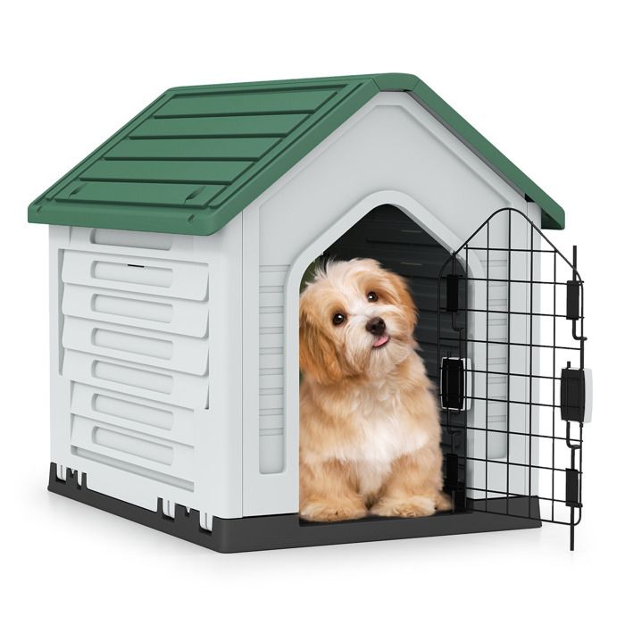 Maison pour Animaux COSTWAY Porte Verrouillable Abri pour Chien avec Aérations et Toit Incliné pour Intérieur Extérieur Vert Maison pour Animaux COSTWAY Porte Verrouillable Abri pour Chien avec Aérations et Toit Incliné pour Intérieur Extérieur Vert