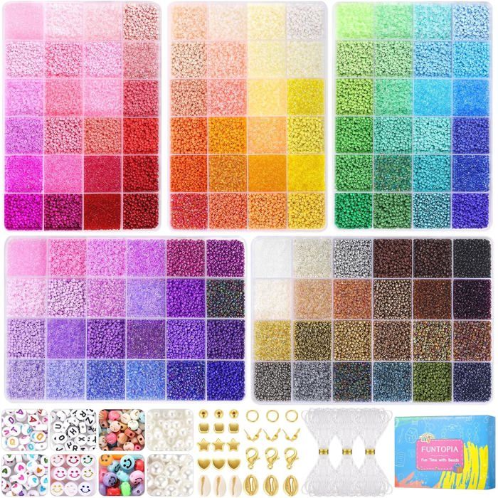 Kit 6380 Perles Heishi Et Rocaille Pour Bracelets - Créativité Enfants Dès 6 Ans - Cadeau Idéal Filles Et Garçons