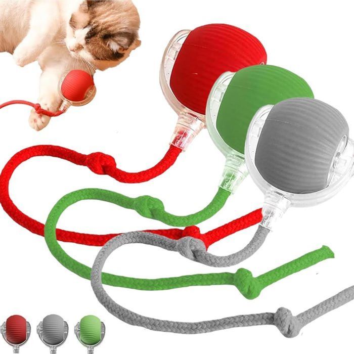 Comparer les prix de Lot de 3 jouets interactifs pour chat balles roulantes rayées rechargeables USB jouets tournants automatiques - Toutes tail Label