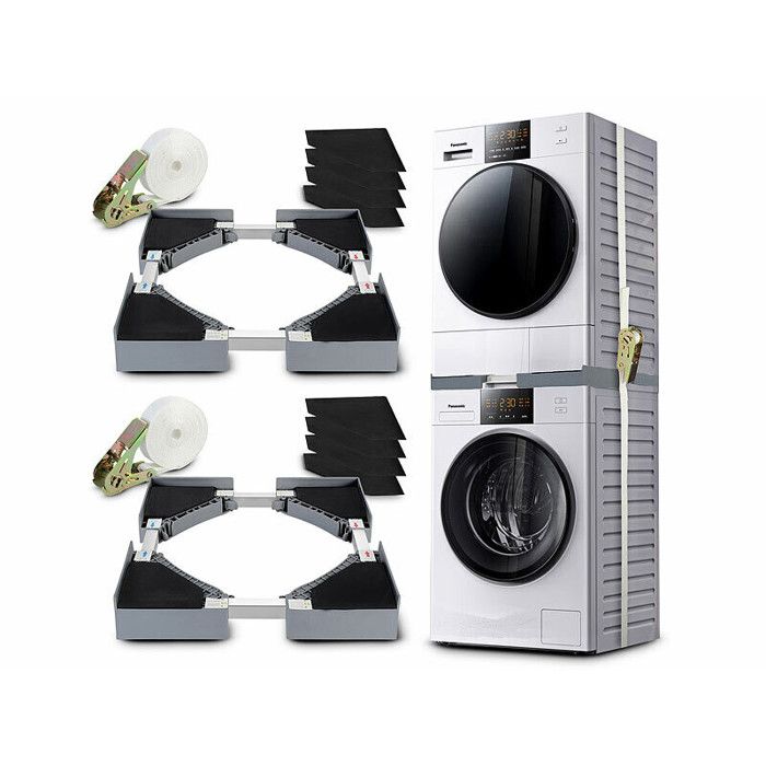 2 cadres de jonction pour superposition lave-linge et sèche-linge avec sangle - Sichler Haushaltsgerate