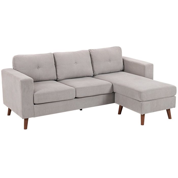 Canapé dangle - HOMCOM - 3 places - méridienne réversible - cadre en acier - tissu en velours côtelé - 192x137x84cm - gris clair Canapé dangle - HOMCOM - 3 places - méridienne réversible - cadre en acier - tissu en velours côtelé - 192x137x84cm - gris clair