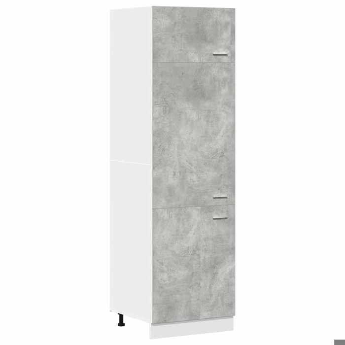 (Promotion octo)Meuble bas de rangement cuisine - Armoire réfrigérée Lyon Gris béton 60 x 57 x 207 cm Bois dingénierie 362253
