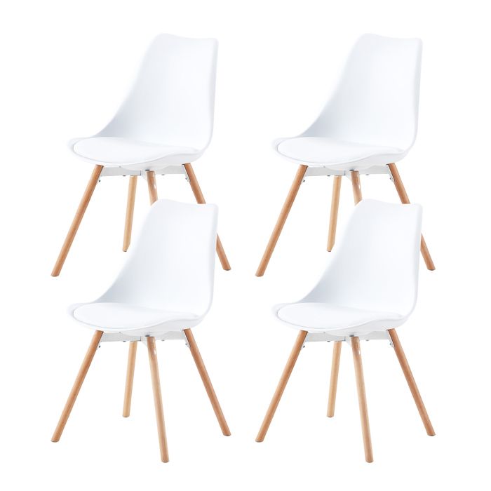 EGGREE Chaise Salle a Manger Lot de 4 Chaise Scandinave Cuisine Lot de 4 Moderne Rembourrées avec Pieds en Bois Massif Blanc EGGREE Chaise Salle a Manger Lot de 4 Chaise Scandinave Cuisine Lot de 4 Moderne Rembourrées avec Pieds en Bois Massif Blanc