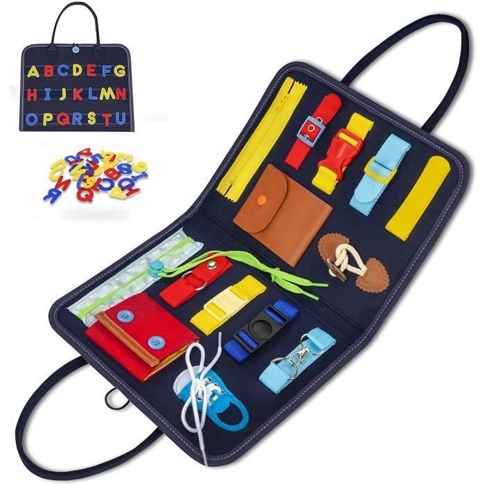 Colcolo Busy Board Montessori – Tableau Sensoriel En Bois Avec Boucles Et Fermetures, Jouet Éducatif Dès 3 Ans