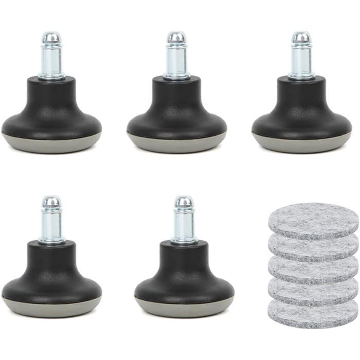 Lot de 5 roulettes pivotantes noires pour chaise de bureau patins de rechange de 5 cm (2 pouces) pour chaise de bureau.