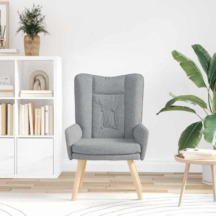 Gris clair Fauteuil relaxant - SOLOMON - Chaise salon - 1 personne - Gris clair 63x67x94 cm tissu FF4963