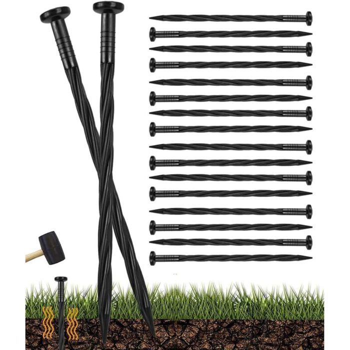 100 piquets de bordure de paysage en plastique piquets de sol en spirale de 20 cm clous dancrage de paysage piquets de tent