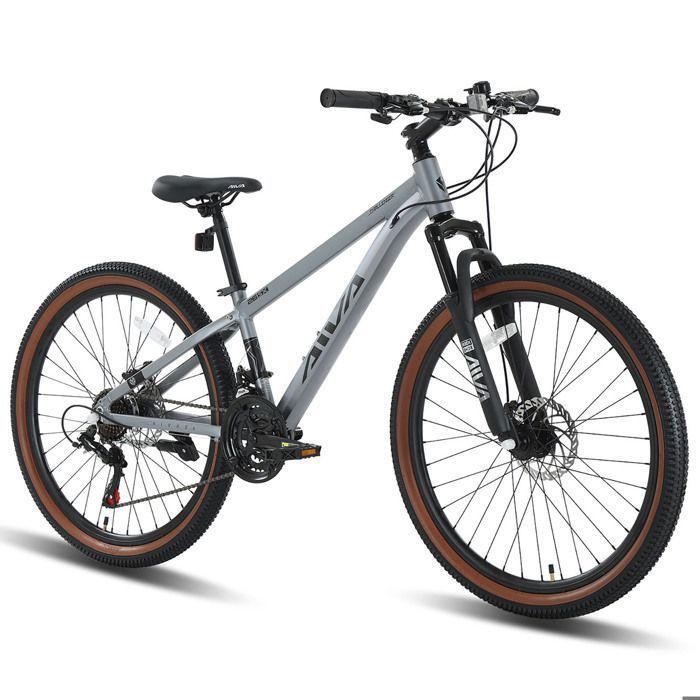 Vélo VTT AIVA 26 – Tout Terrain Shimano 21 Vitesses Freins à Disque– Cadre en alliage daluminium – Pour Homme/Femme - Argent