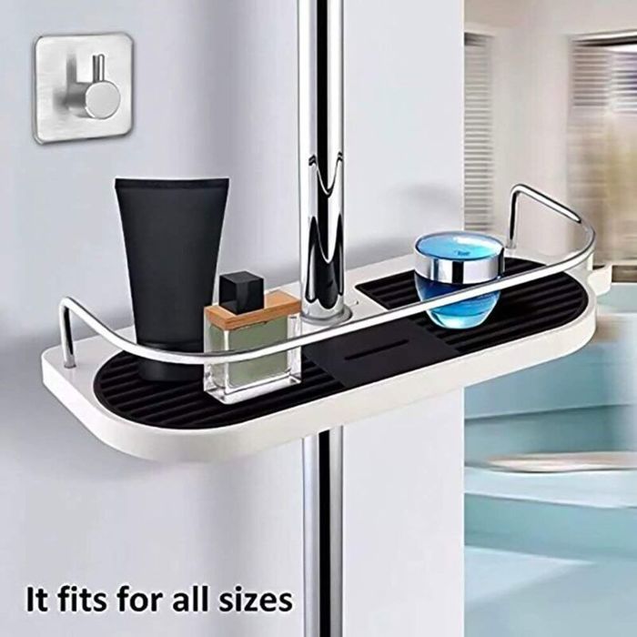 Étagère de douche télescopique Poteau réglable Organisateur de salle de bain Portesavon multifonction pour ranger la lotion