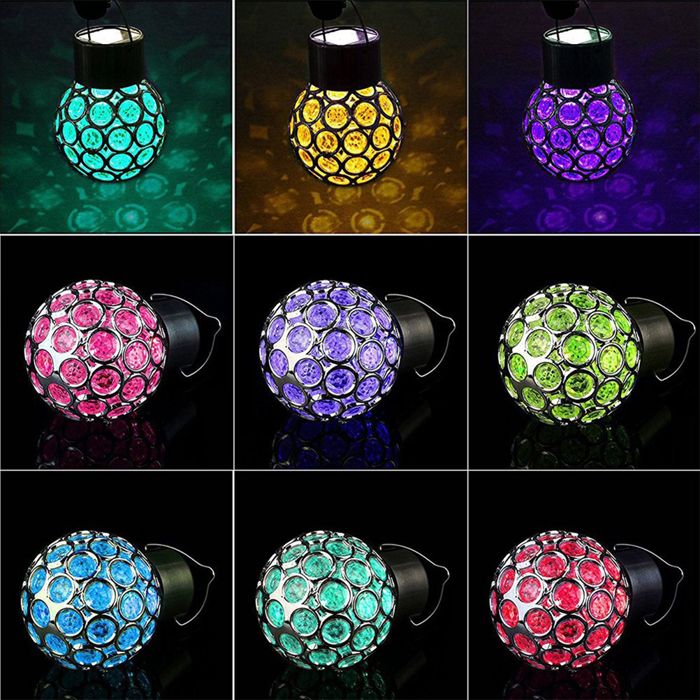 Shipenophy Lumière solaire boule creuse Boule lumineuse solaire creuse petit lustre coloré lampe deco eclairage Couleur assortie