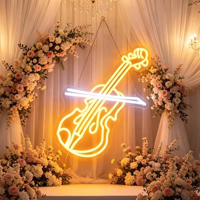 Panneau Lumineux LED pour Violon Lecteur de Musique Instrument de Musique Décoration Murale Chambre à Coucher Salle de violon