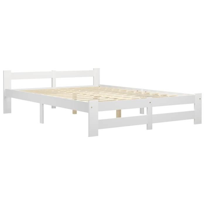 Cadre de Lit sans matelas 2 places Blanc 140x200 cm en bois avec lattes en contreplaqué pour Chambre 436975