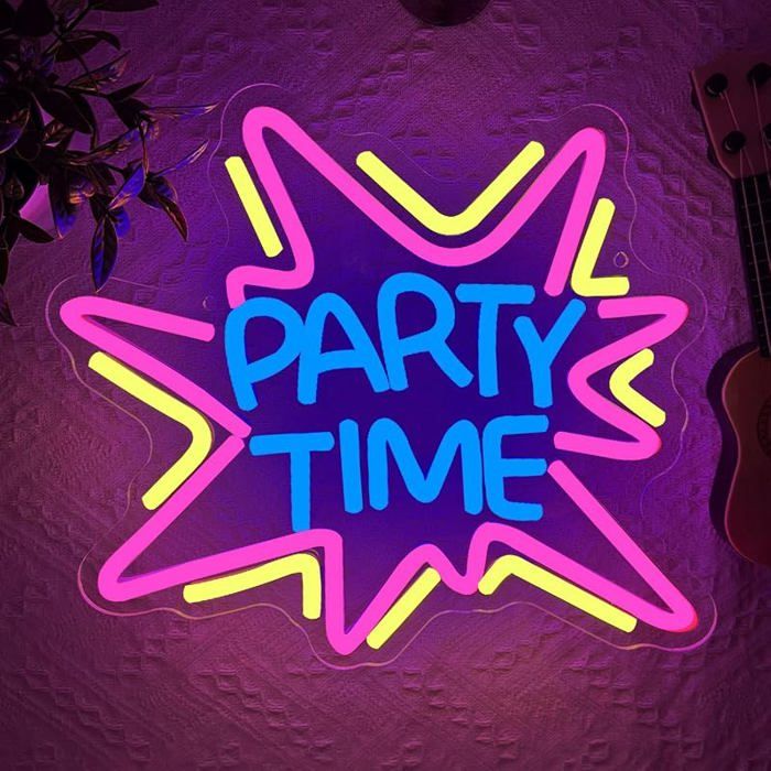 PARTY TIME Panneau Néon LED Panneau lumineux LED pour Bar Lampe USB Personnalisée Décoration Murale Lampe à Part ENSEIGNE LUMINEUSE