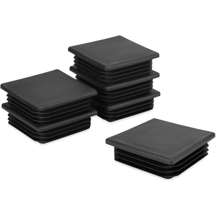 6 PCS Bouchon à lamelles 80 x 80 mm Plastique noir Pour tube carré Meubles