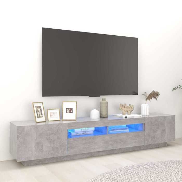 LED Meuble TV(1 PC) - VIDAXL - ARMOIRE TV - SUPPORT TV - Gris béton 200x35x40 cm T3264