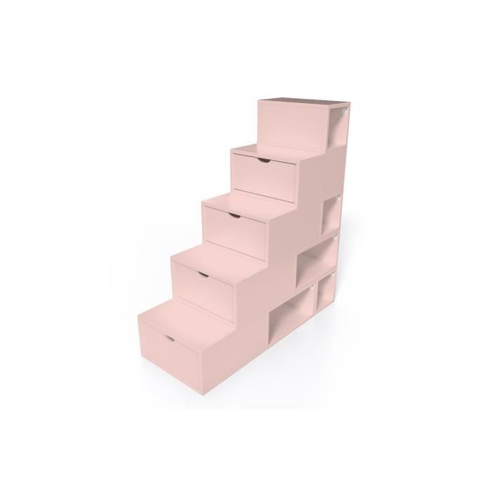 escalier cube de rangement hauteur 125 cm - couleur - rose pastel