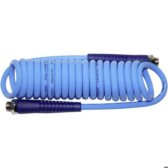 Tuyau Air Comprimé Oasser 7,6m - Spirale Polyuréthane - 12 Bar - Raccord 1/4"