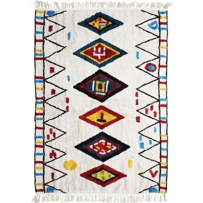 tapis berbere color 120 x 170 cm blanc cdiscount maison