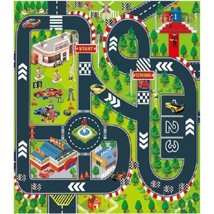 Theme Course Automobile Tapis De Jeu Rectangle Circuit Voiture