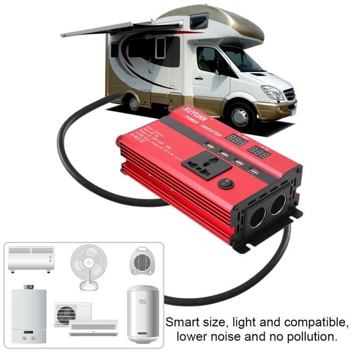Voyage,1000W-12vTo110v Convertisseur Pur Sinus 500W // 1000W // 1500W // 2000W // 2500W Camping Onduleur 12V // 24V /à 220V // 230V Convertisseur De Tension Avec 2 Prises Universelles Pour Voiture