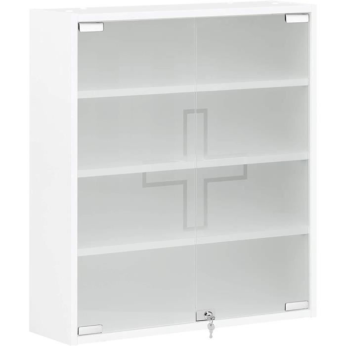 armoires à pharmacie - schildmeyer armoire 147587 bois d ingénierie verre blanc lisse 715 x 642 196