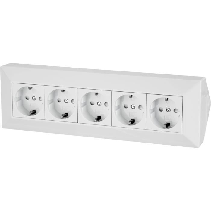 2-Fach Structure Bloc Multiprises Prise de Courant d'angle 2X USB Charge - 230V 16A 3600W - T1