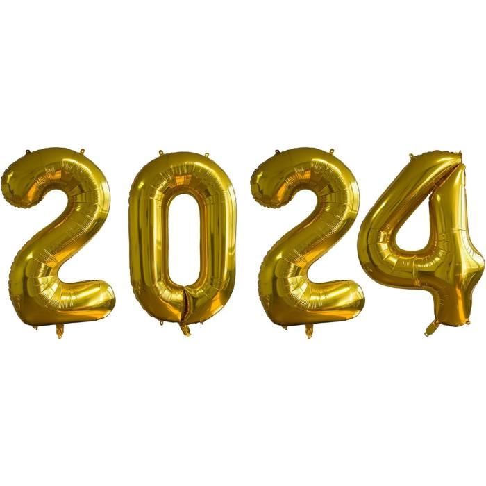 Ballons de fin d'année 2024 - Pack ballons dorés année 2024 fin d