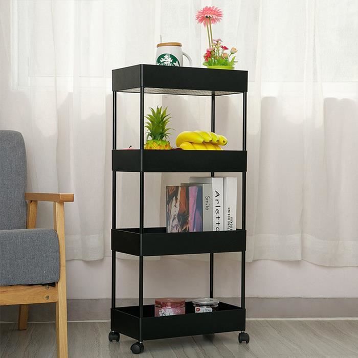 Etagere De Niche Chariot De Stockage Noir Meuble De Rangement Pour