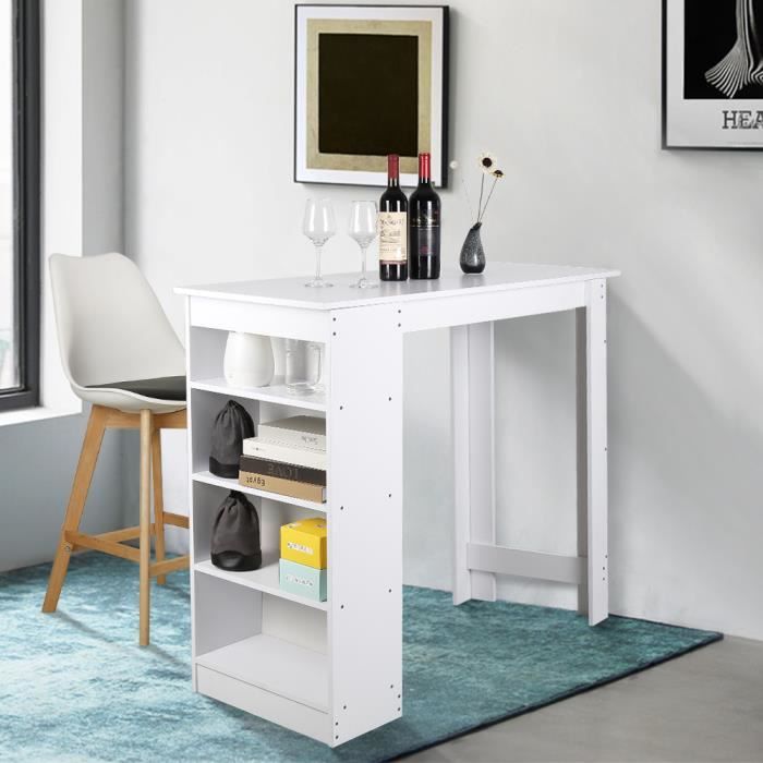 Table Bar Blanc Avec Rangements Mange Debout Table Haute De