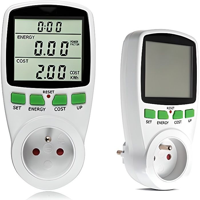 Compteur d'énergie - La consommation d'énergie mètre wattmètre prise - Blanc - 230V - 16A - 390W