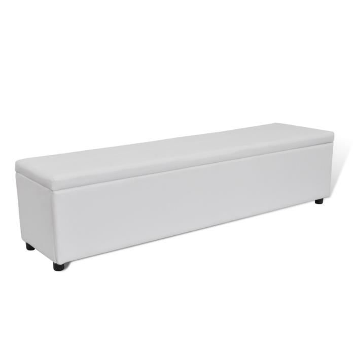 Magnifique Banc Banquette Coffre De Rangement Blanc Taille Large