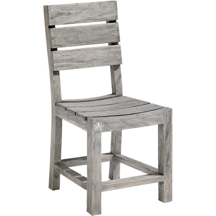 chaise de jardin en teck - strandgut07 - lavis gris - rétro et résistante
