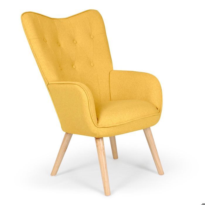 Fauteuil Scandinave Klarys Tissu Jaune Achat Vente