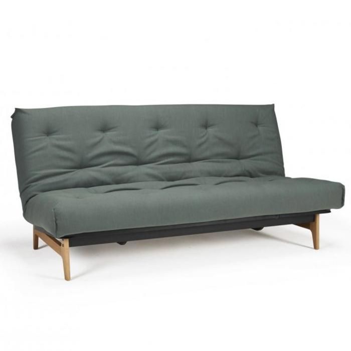 innovation living canape convertible design aslak lit 140 200 cm capitonne tissu elegance green vert tissu inside75 achat vente clic clac cdiscount
