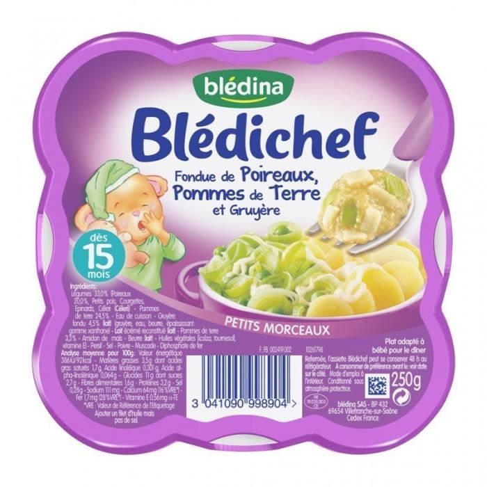bledina bledichef fondue de poireaux pommes de terre et gruyere des 15 mois l assiette de 250g lo cdiscount au quotidien