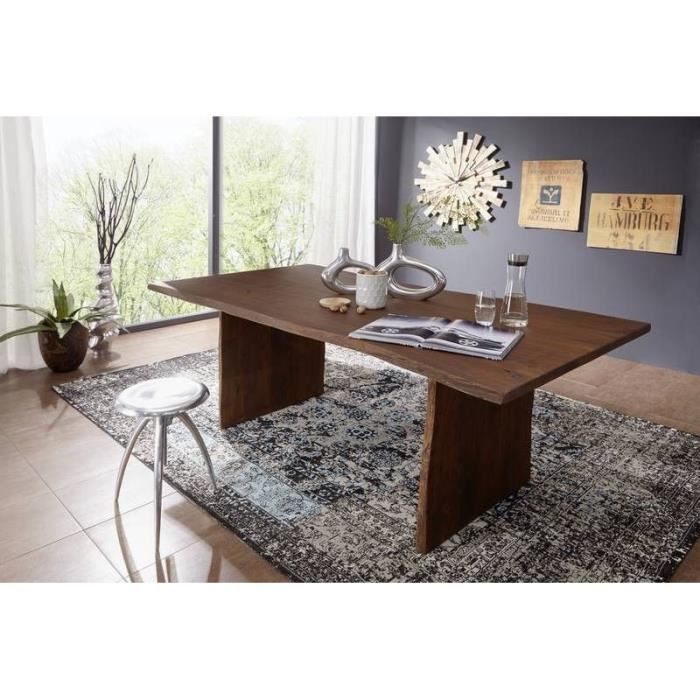 Table A Manger 160x100cm Bois Massif D Acacia Laque Brun