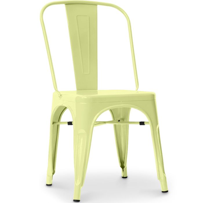 Chaise de salle à manger Bistrot Metalix Design Industriel Carré en Métal - Nouvelle Edition Jaune pâle