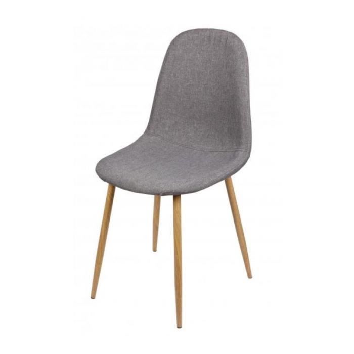 Oslo Chaise En Tissus Gris Fonce Pied Metal Effet Bois 45x54x87cm Cdiscount Maison