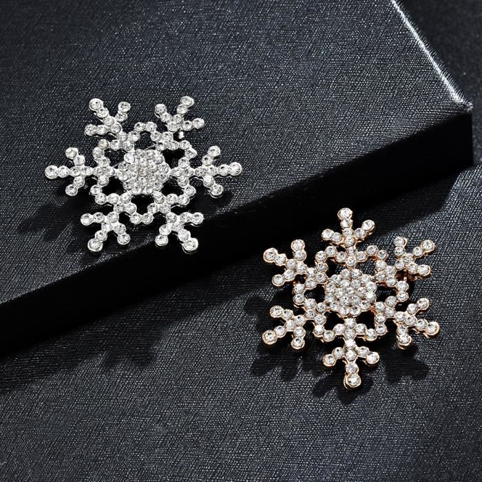 Broche en forme de flocon de neige pour femme avec strass