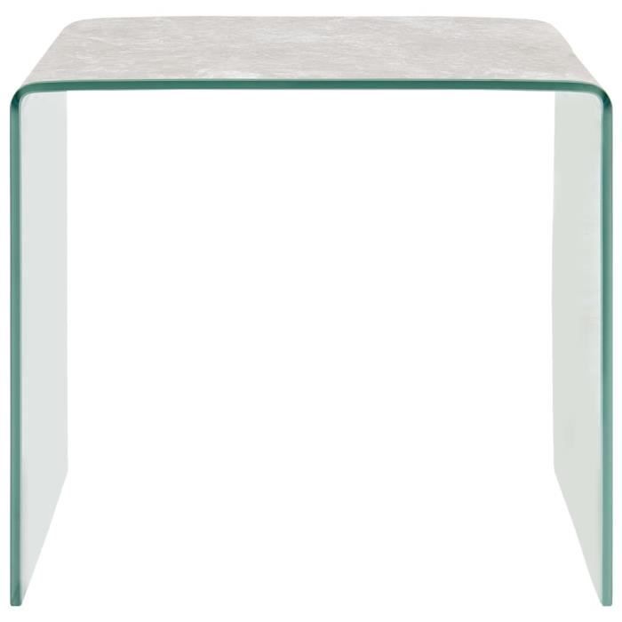 table café table basse - bout de canapé- marron marbre 50 x 50 x 45 cm verre trempé