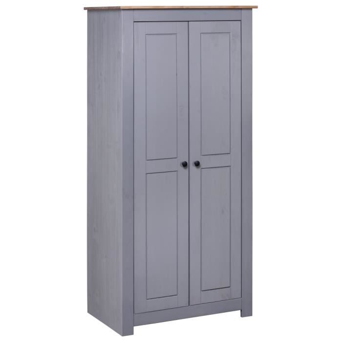 BEST-MEUBLE* Penderie Armoire de Chambre - Garde-robe Gris 80x50x1715cm Pin massif Assortiment Panama (7601)