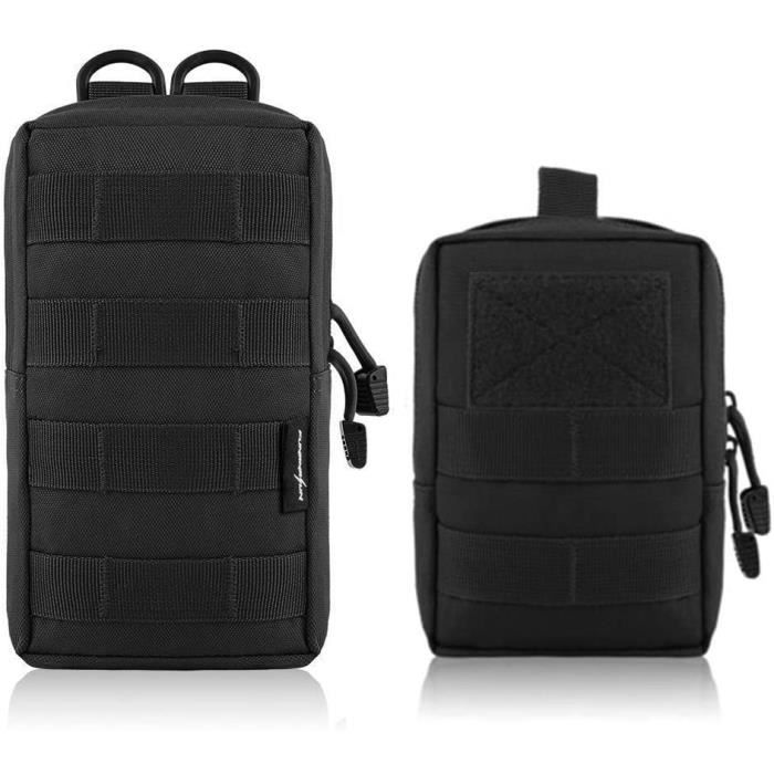 2Pcs Sac de Taille Molle Sac de Poche Tactique Pochette Molle