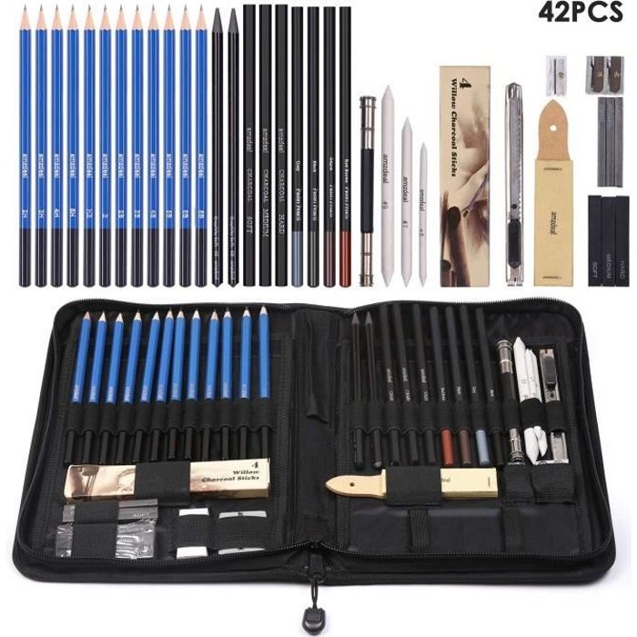 42 Pcs Crayons De Dessin Et Kit De Croquis Professionnels Avec Coffrets Outils Et Gomme Crayons De Croquis Ideal Pour Artistes Achat Vente Kit De Dessin 42 Pcs Crayons De Dessin Et Cdiscount